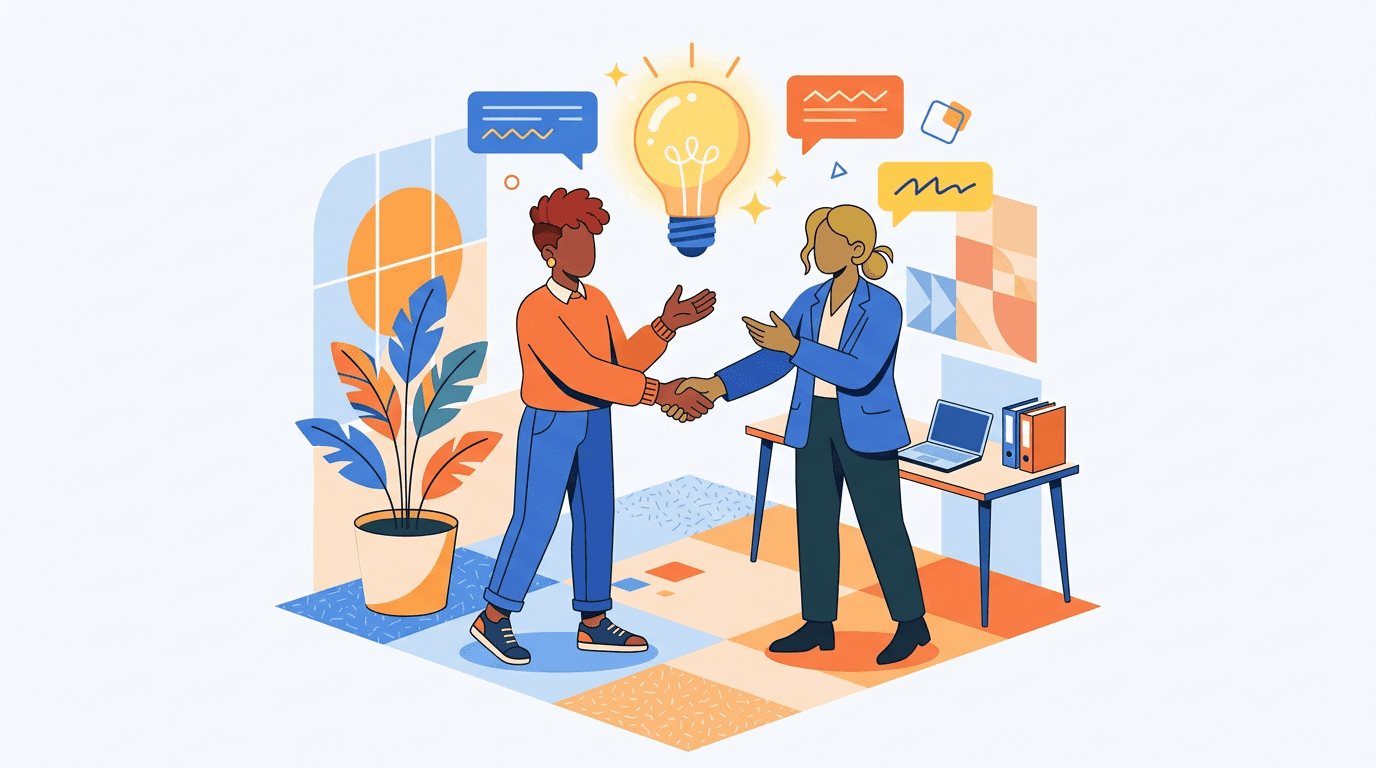 Illustration of a project conversation and collaboration