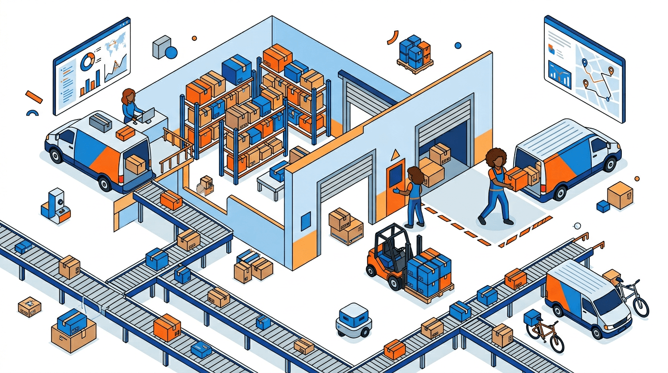 Illustration of logistics operations and platform workflows